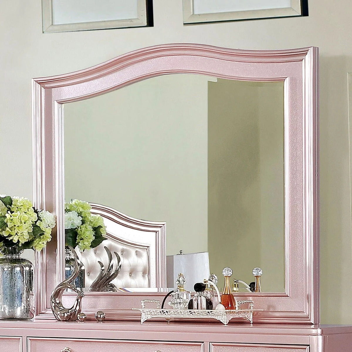 Rose Gold Twin Size Bed 6pc Set Dresser Mirror Nightstand Chest T6093