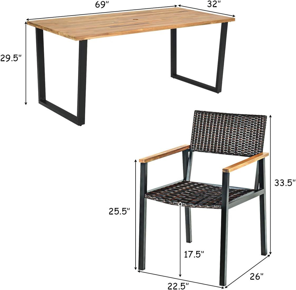 7 Pc Acacia Wood Outdoor Dining Set G38221