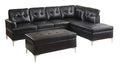 Black PU Leather Chaise Sofa and Ottoman Set Y472