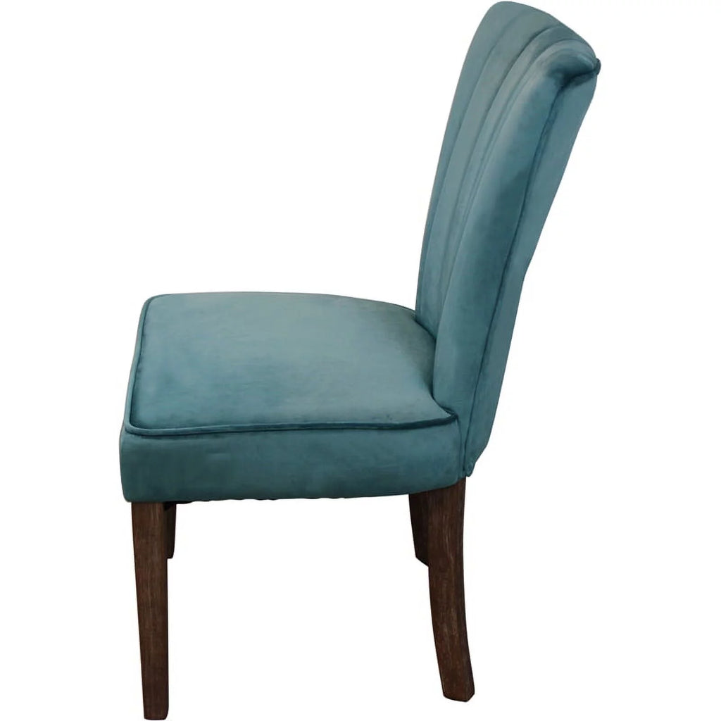 Dining Table Set with Solid Wood Round Table and 6 Chairs in Teal C375