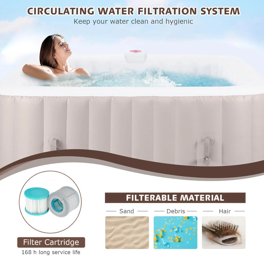 73 Inch 4-6 Person Inflatable Hot Tub Spa with 130 Jets D538997