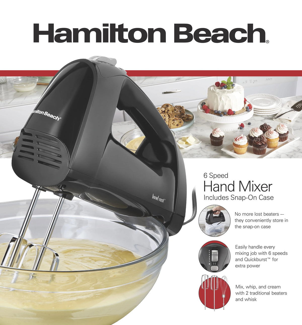 6 Speed Hand Mixer with Storage Case V3771