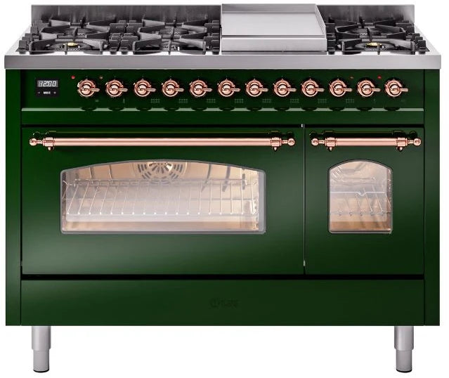 48 Dual Fuel Propane Gas Range Emerald Green Copper Trim I6691