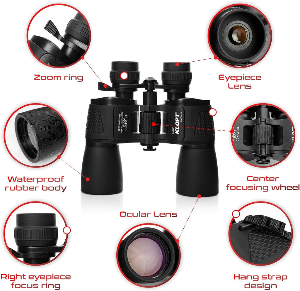 8x-24x50mm Porro Prism Binoculars with Carrying Case H2304