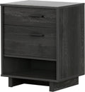 Gray Oak Nightstand with Cord Catcher R687751