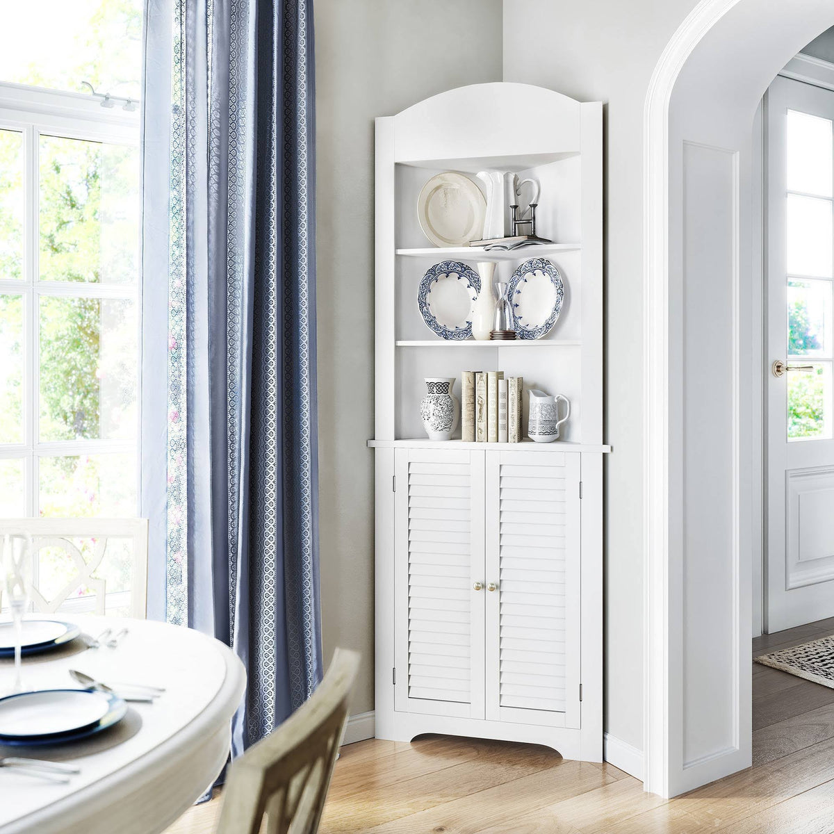 White Tall Corner Cabinet X89160