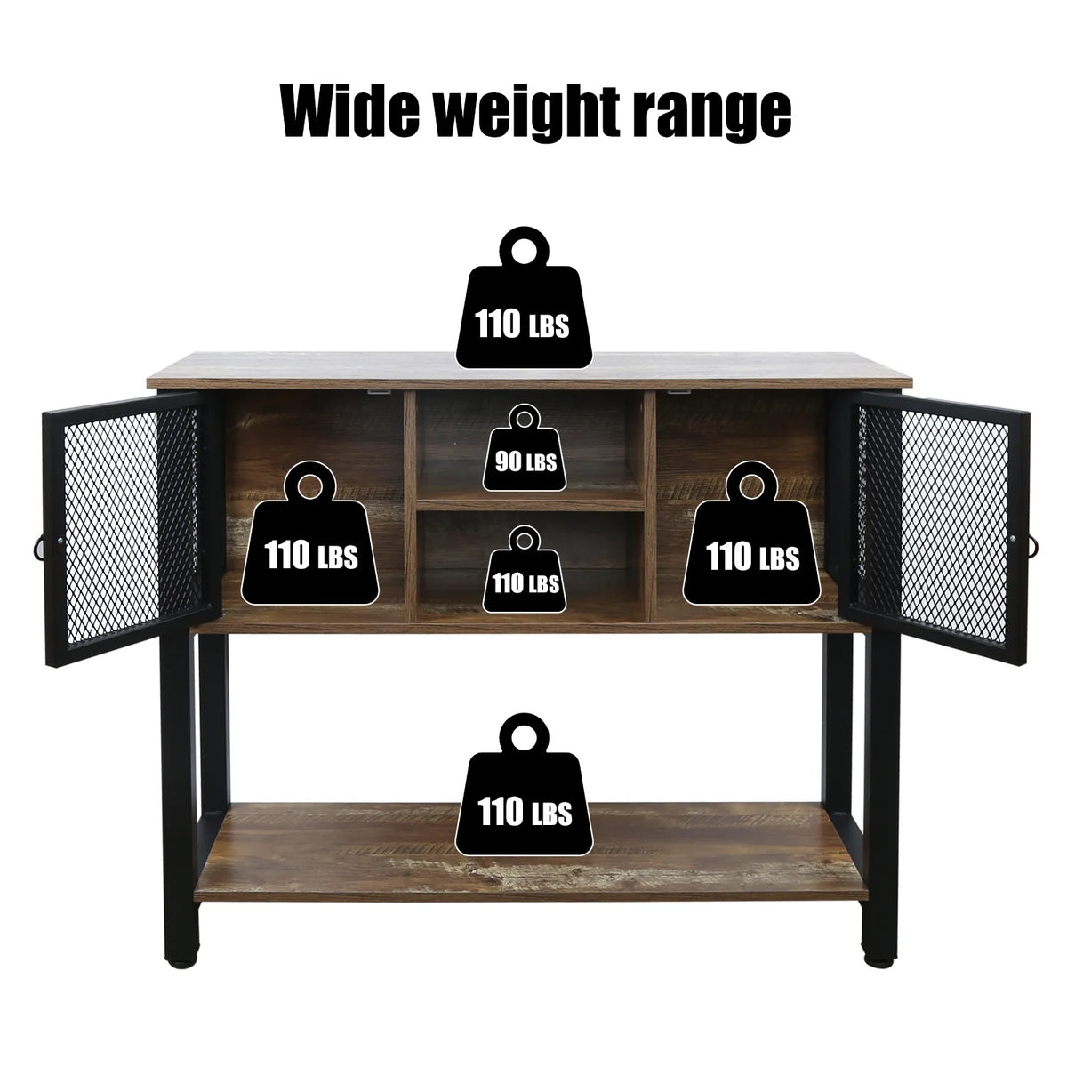 Brown Buffet Sideboard with Storage Shelves R119