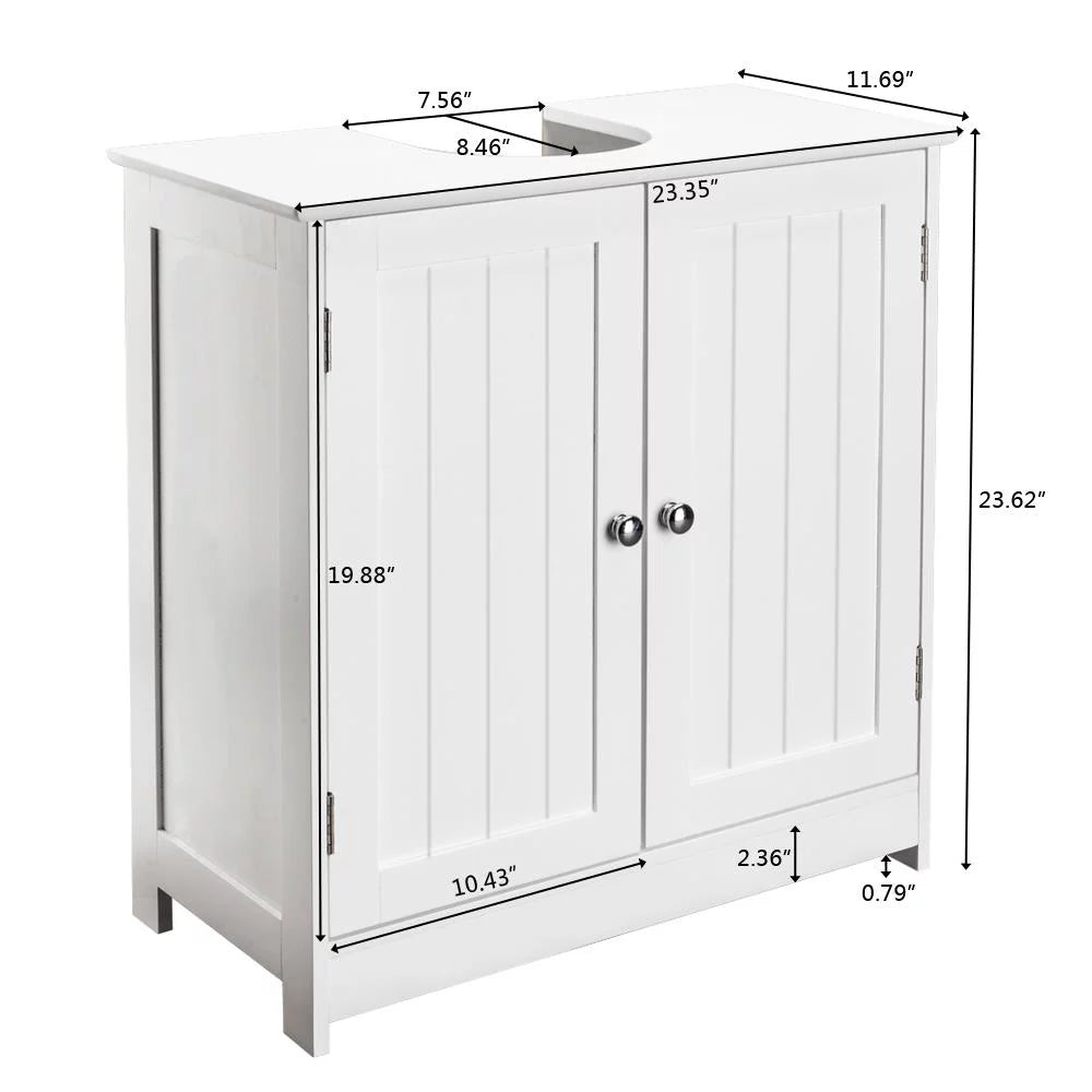 White Under Sink Bathroom Vanity Cabinet with Shelves E31438