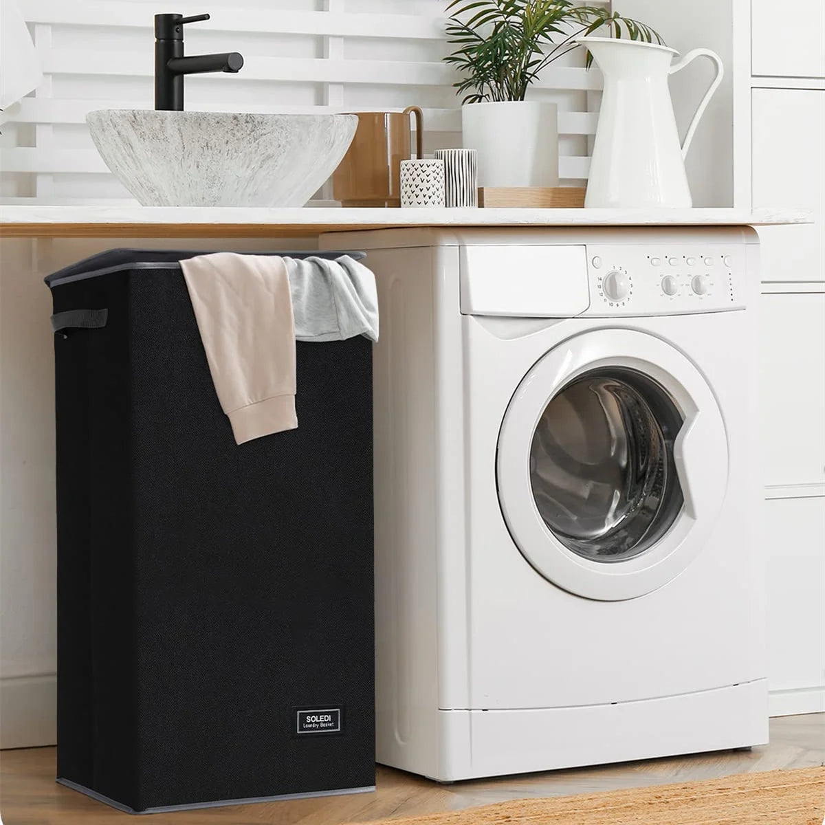 100L Collapsible Laundry Hamper with Lid & Laundry Bag S879