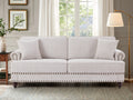 3 Seater Chenille Upholstered Sofa with Pillows O865