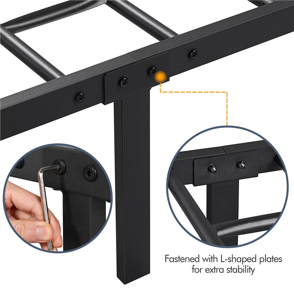 Twin Metal Platform Bed with Headboard and Footboard U149