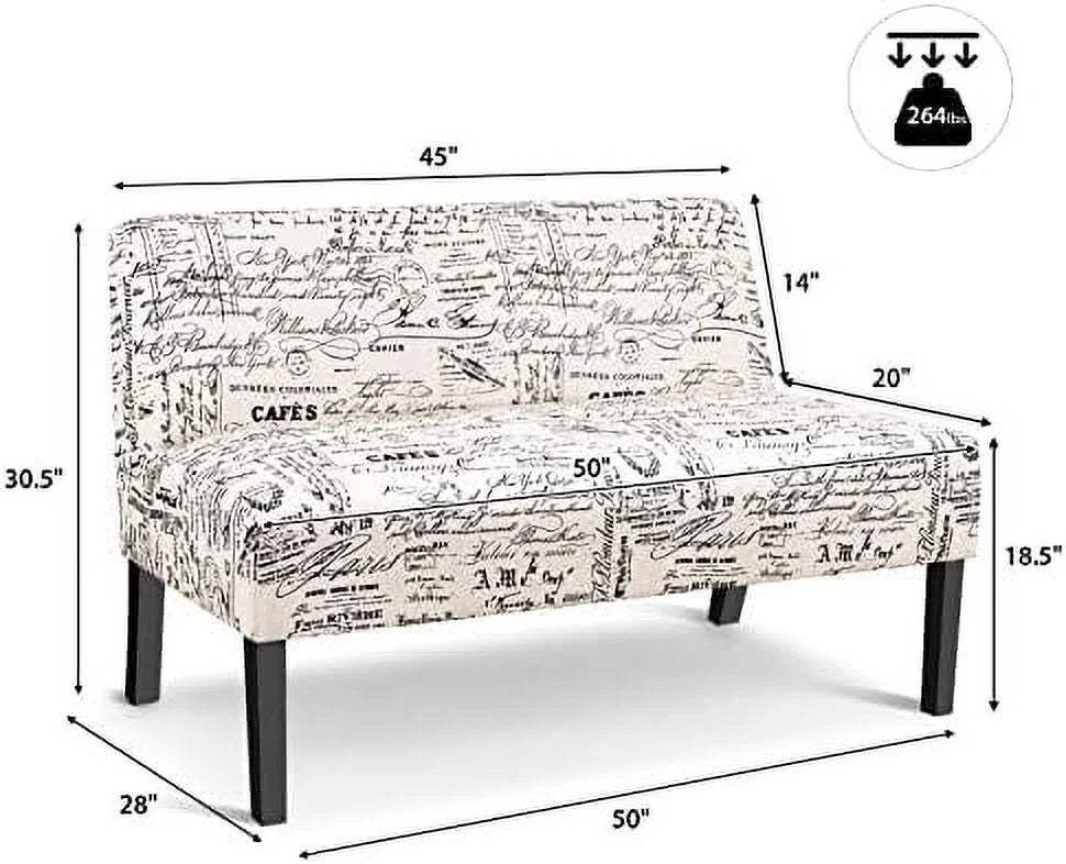 Armless Loveseat Sofa Fabric H4164