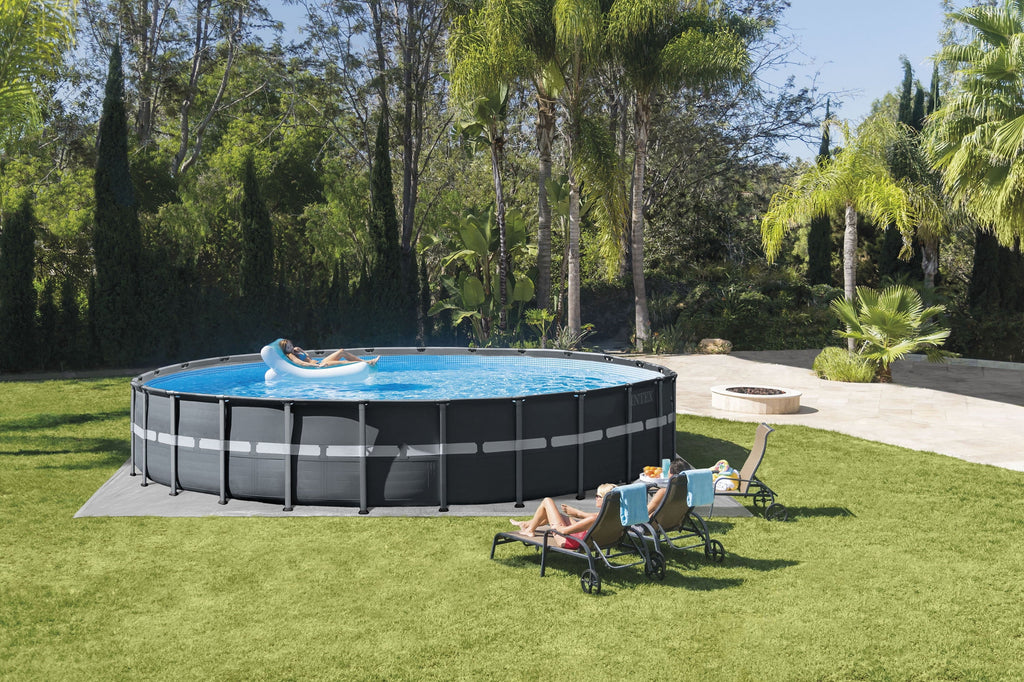 18Ft x 52In Round Above Ground Swimming Pool Set with Pump Q513105