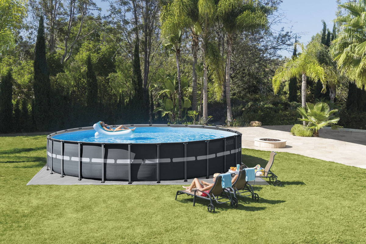 18Ft x 52In Round Above Ground Swimming Pool Set with Pump Q513105