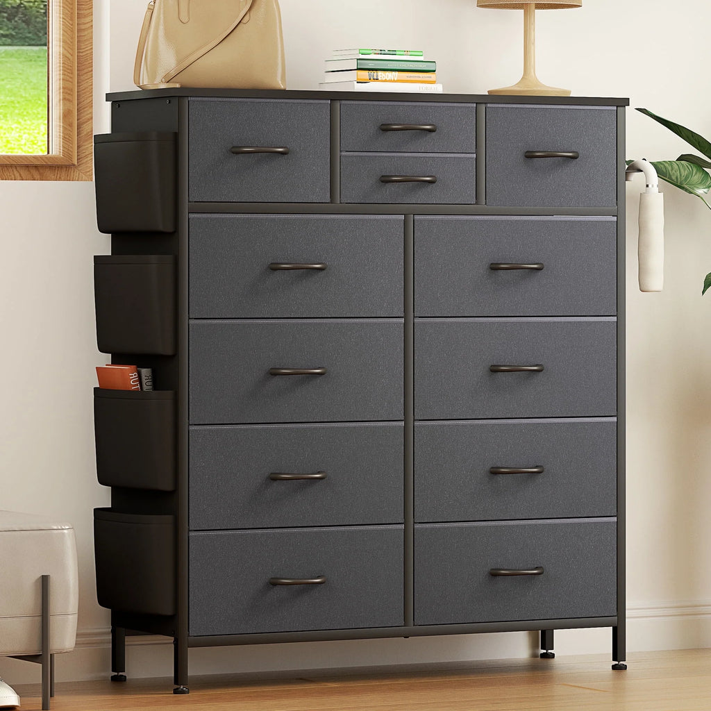 Rustic Brown 12 Drawer Fabric Dresser I313301
