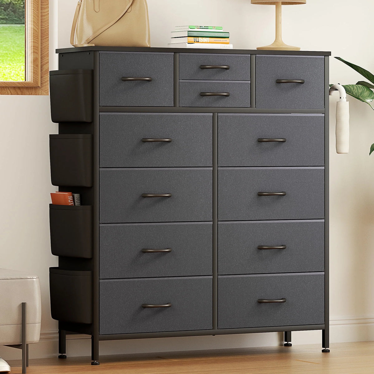 Rustic Brown 12 Drawer Fabric Dresser I313301