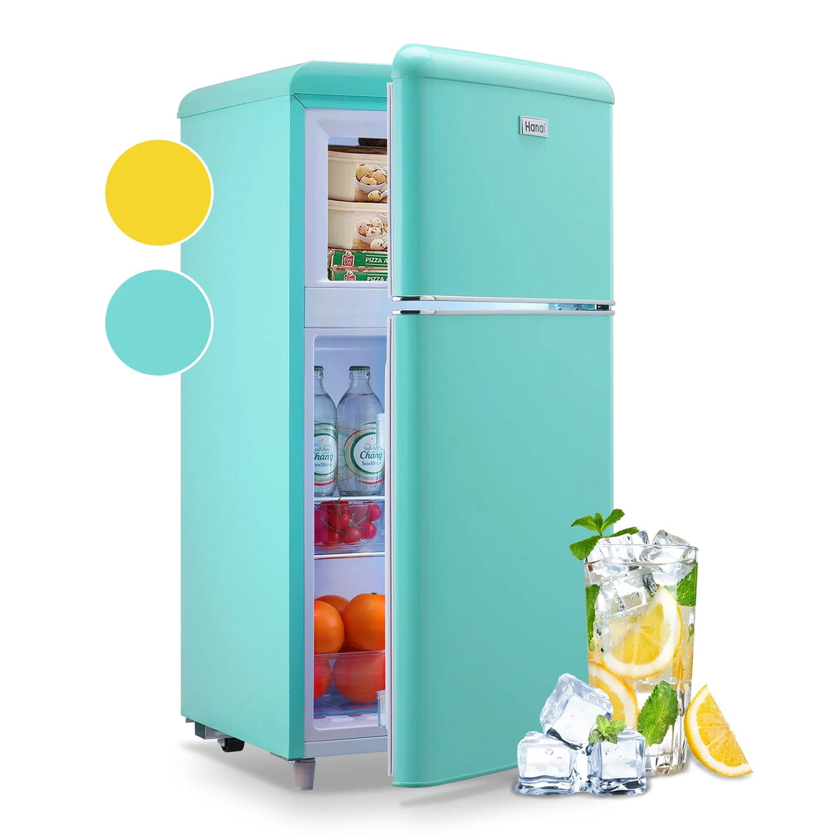 3.5 Cu.ft Blue Mini Fridge with Freezer Y42590