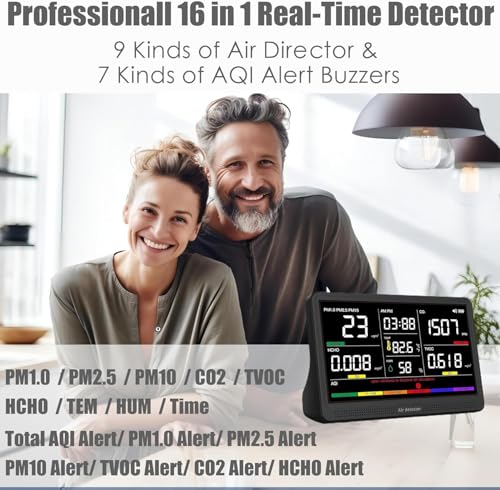 Indoor Air Quality Monitor 16 in 1 Portable Real-Time Detector M923588