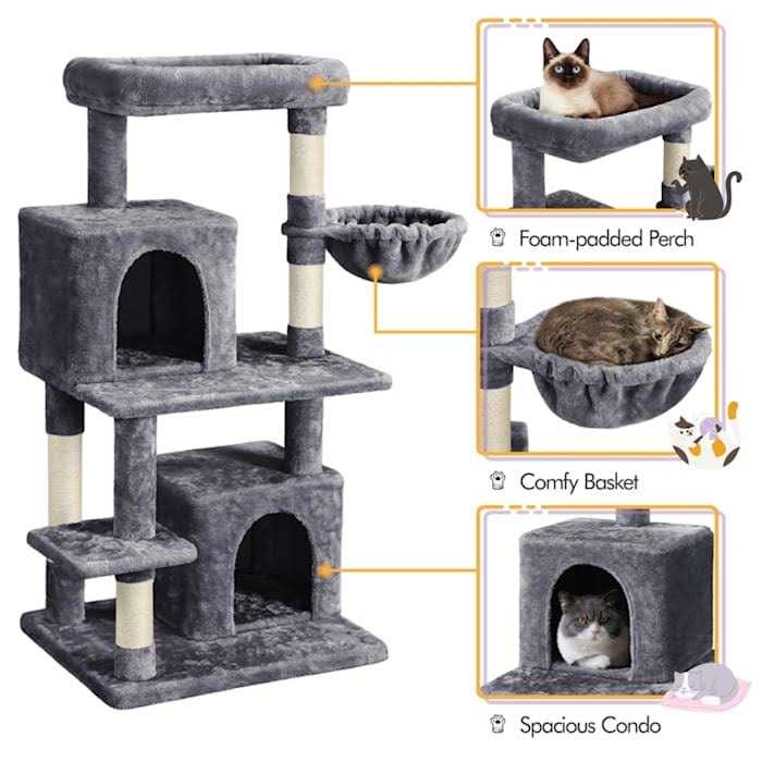 Gray Cat Tree with Two Condos G73432