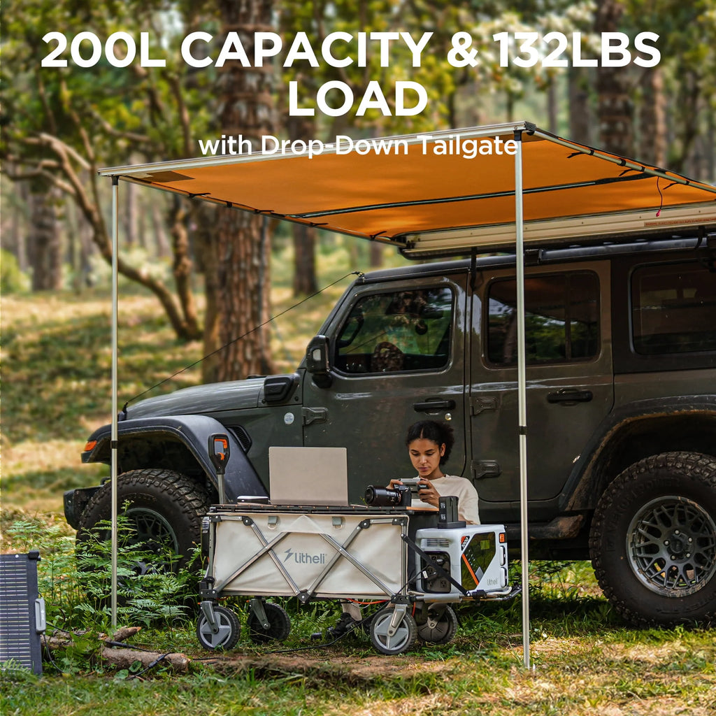 Electric Collapsible Utility Wagon Cart 176 lbs with Adjustable Handle S763146