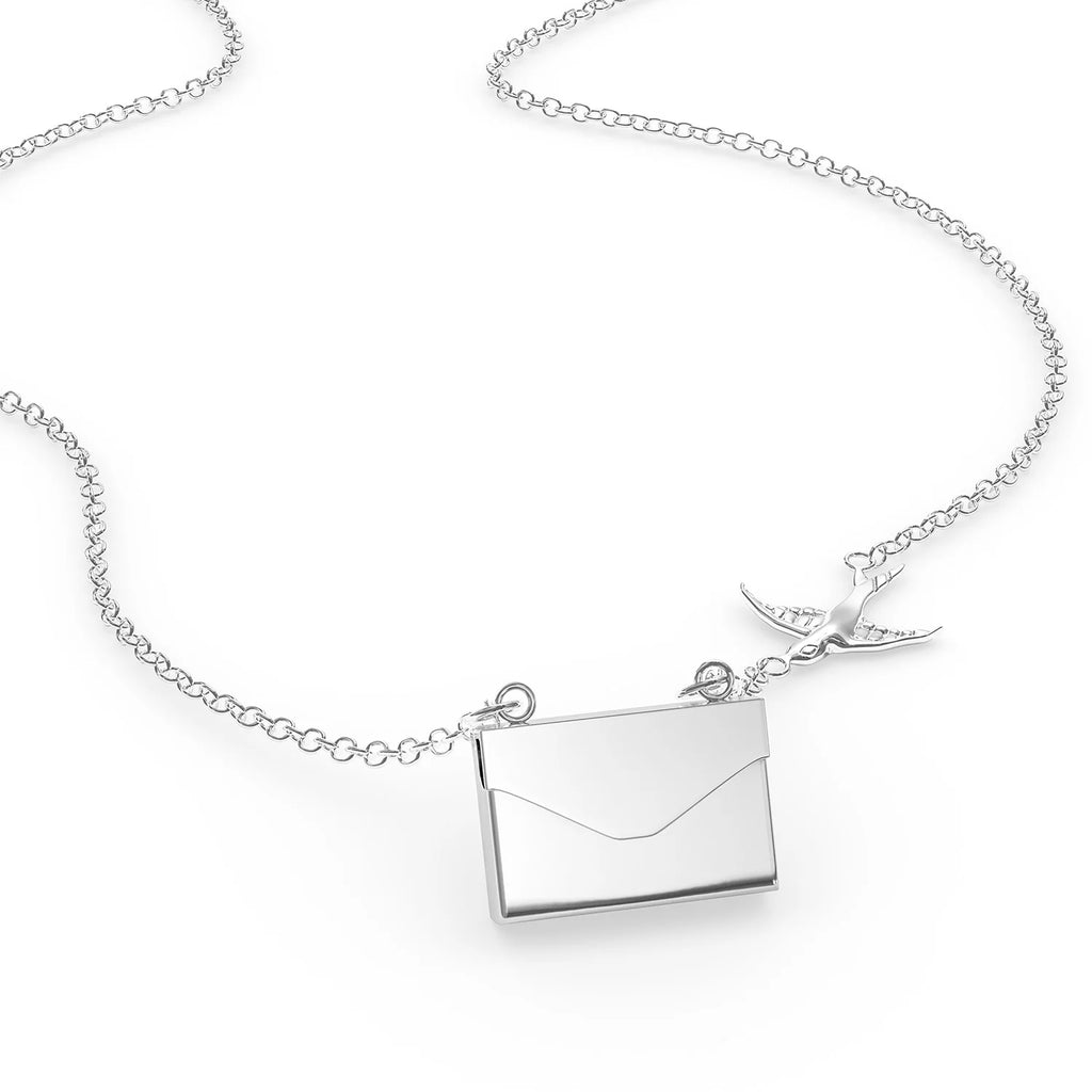 Silver Envelope Locket Necklace H1683