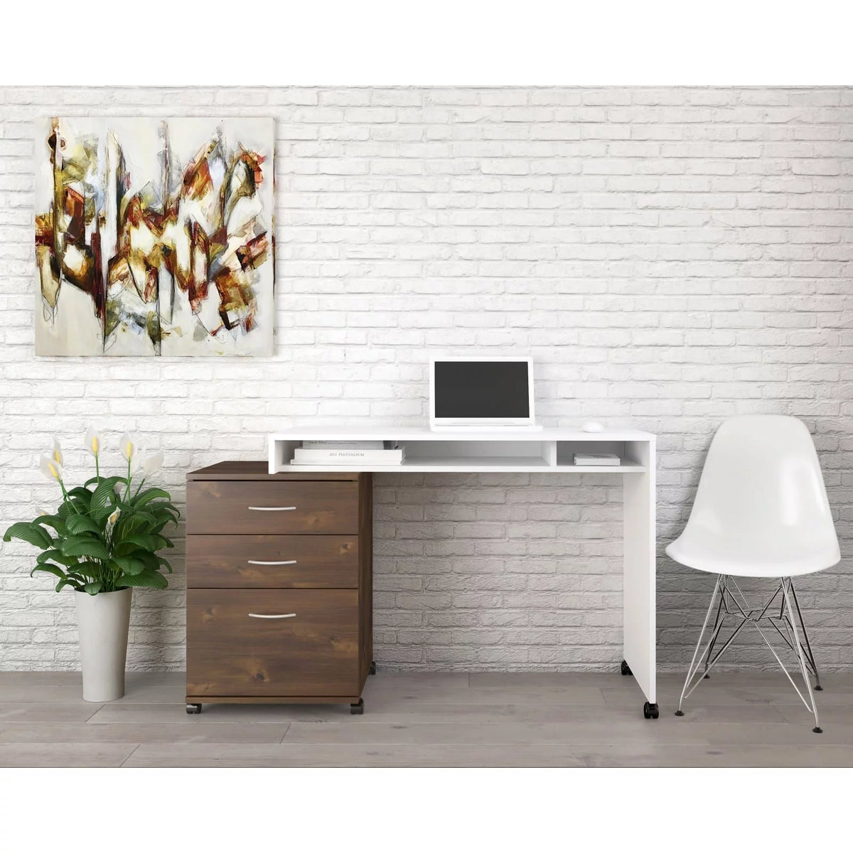 2 Piece Home Office Set White and Black M363767