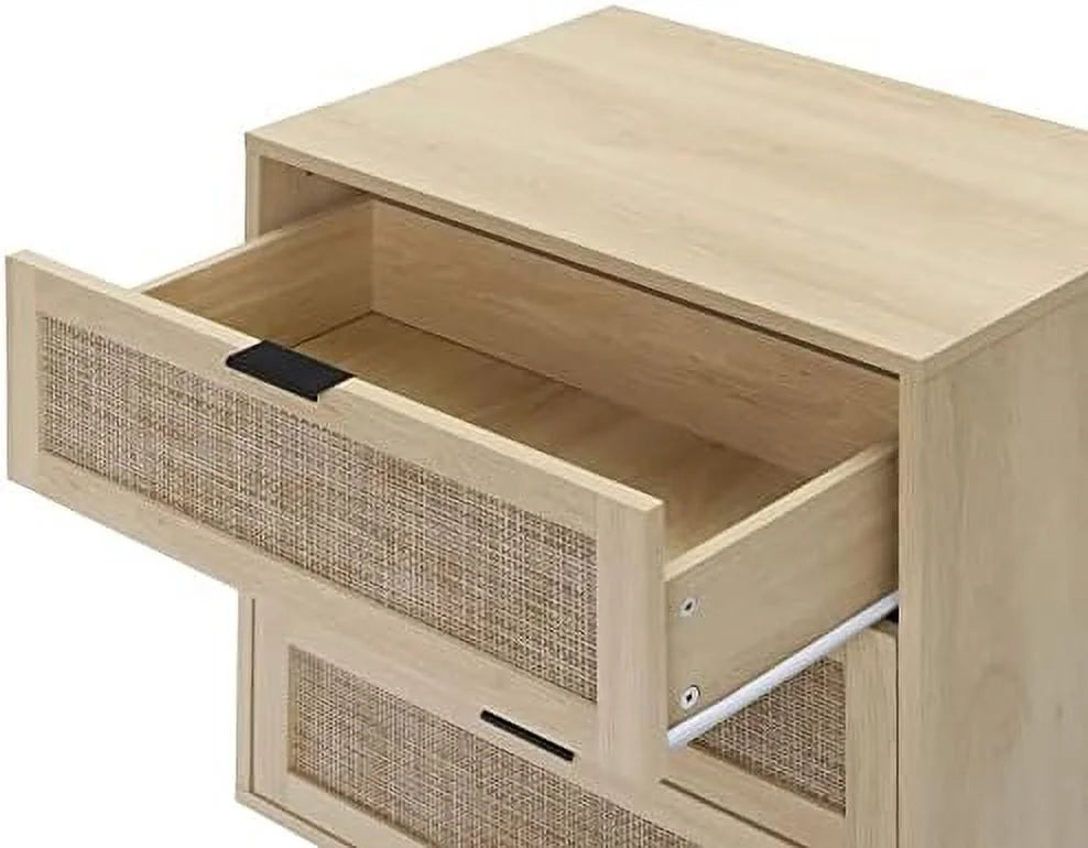 3 Drawer Rattan Dresser with Solid Wood Legs I433396