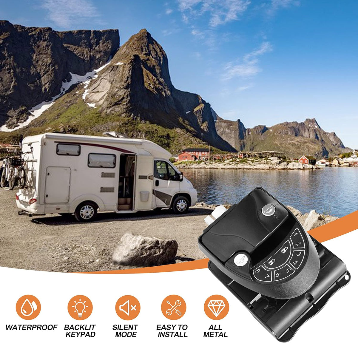 Black Zinc Alloy RV Keyless Entry Door Lock with Keypad and Remote K65707