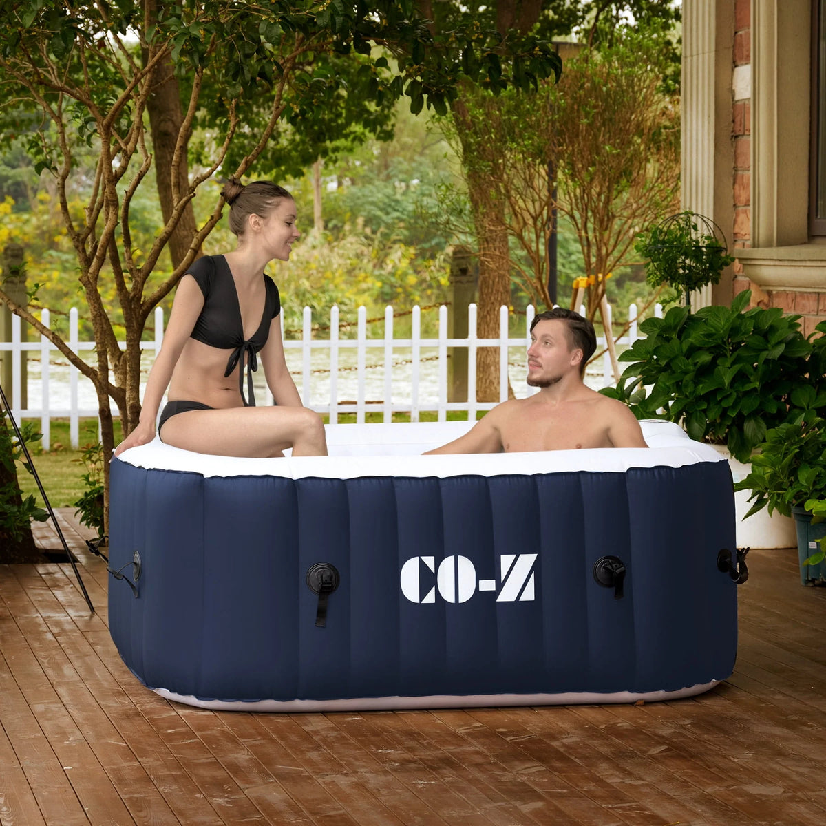 5x5ft Square Inflatable Spa Tub with 120 Massaging Jets L9768