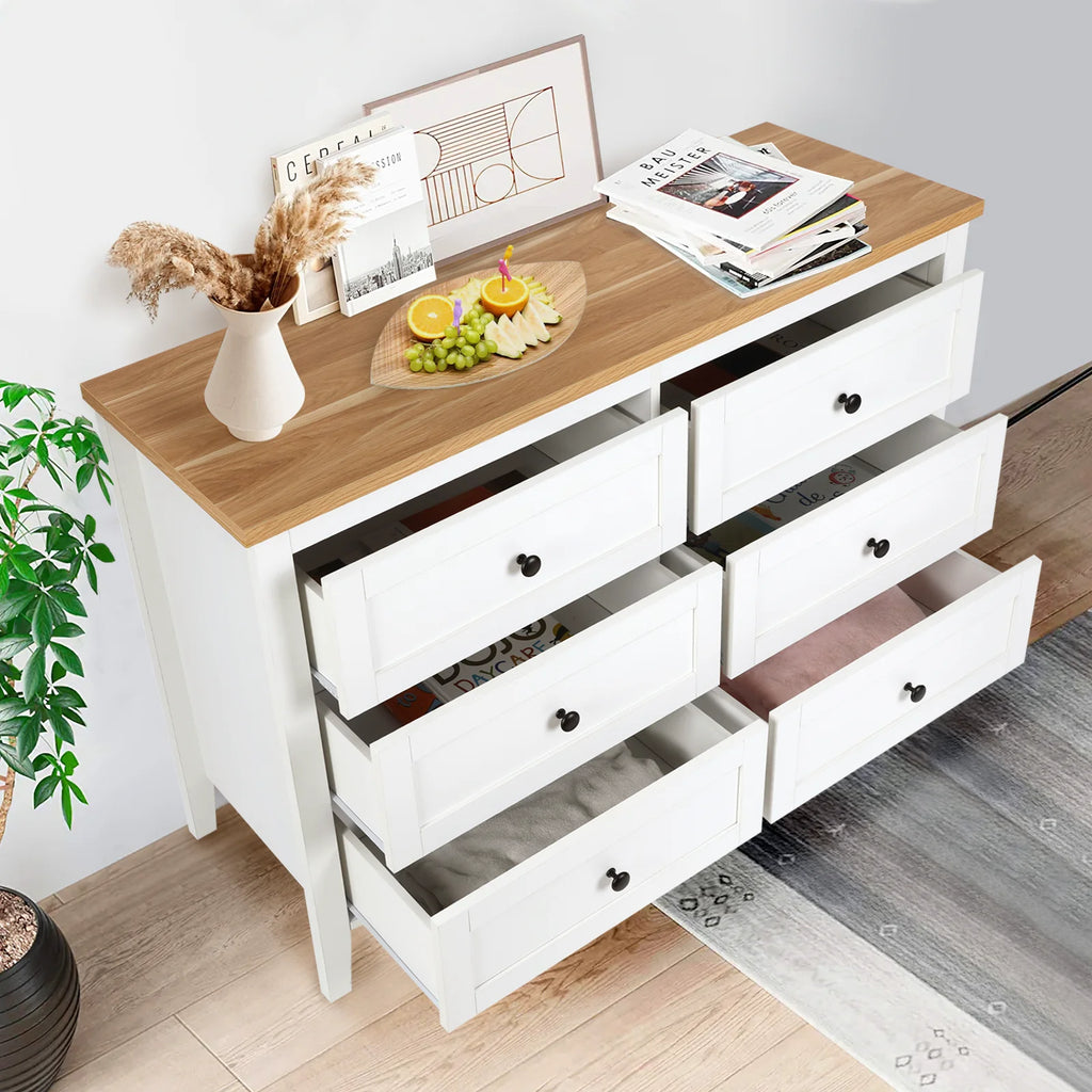 White 6 Drawer Wood Dresser Z11237