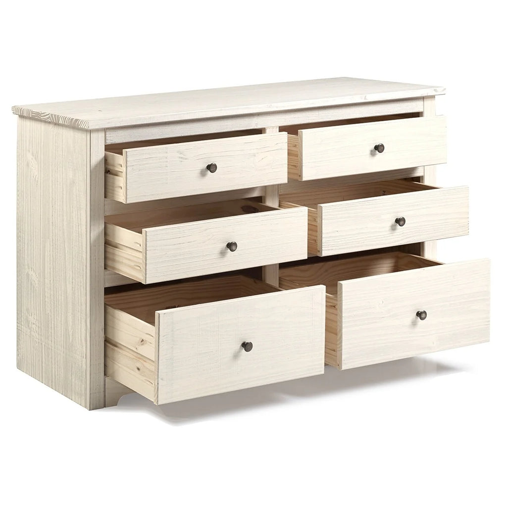 White 3+3 Drawer Wood Dresser L389