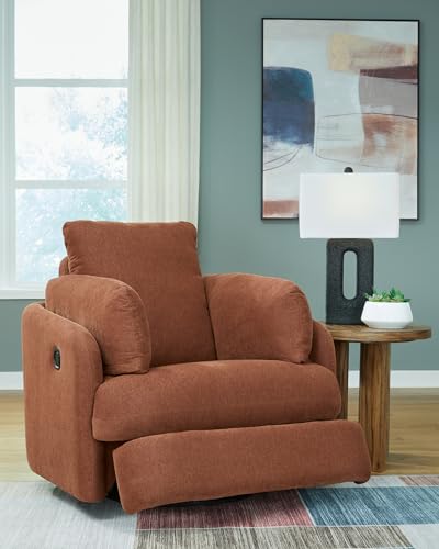 Orange Swivel Glider Rocker Recliner with 2 Bolster Pillows B674681
