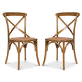 Wood Rattan Crossback Chair Set of 2 F170