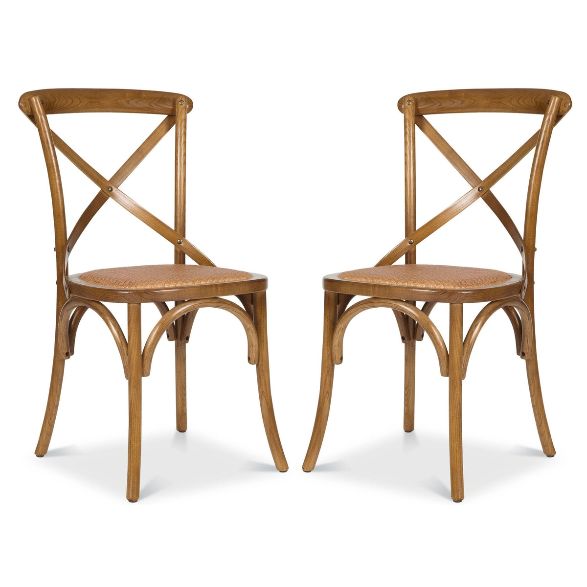 Wood Rattan Crossback Chair Set of 2 F170