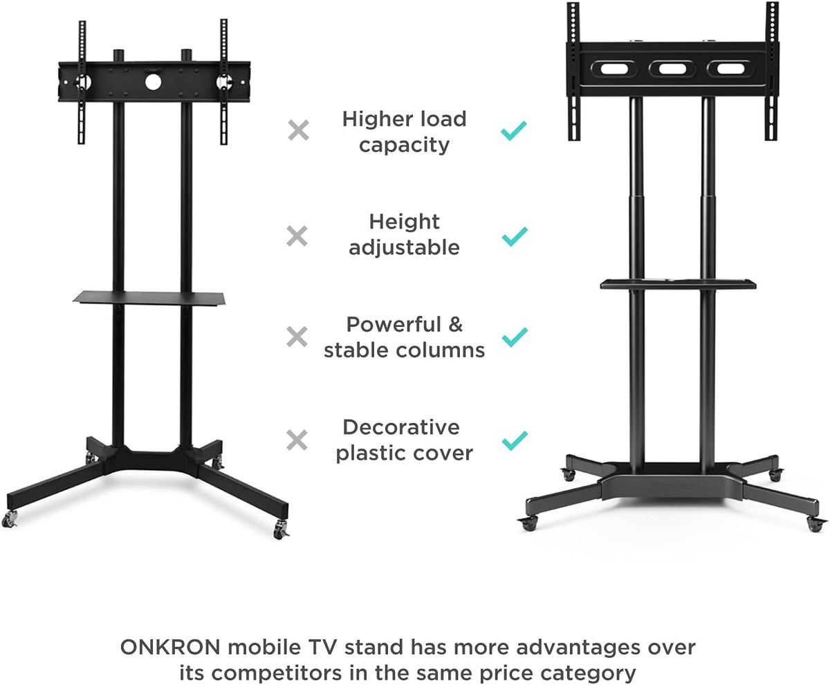 Mobile TV Stand for 40 to 65 Inch TV with Wheels Shelves E482547