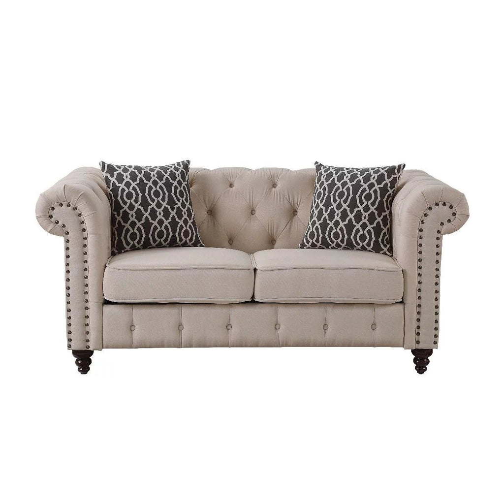 Tan Linen Sofa Loveseat and Chair A968