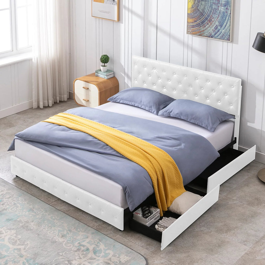 Black King Storage Bed Frame with 4 Drawers E3535