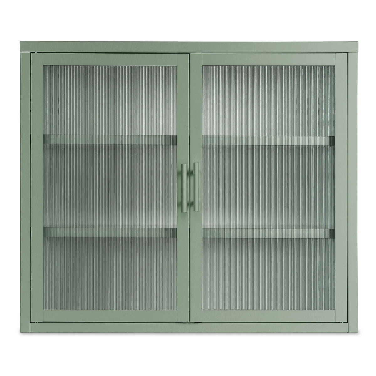 Mint Green Double Glass Door Wall Cabinet with Detachable Shelves D7372