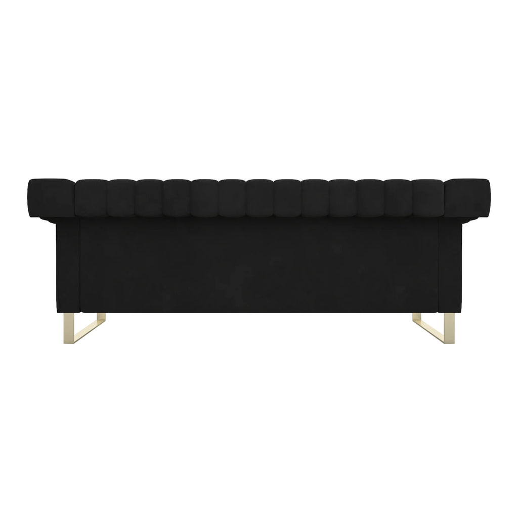 Blue Velvet Chesterfield Sofa with Gold Legs I456264