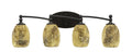 Four Light Bath Bar Dark Granite Finish with Gold Fusion Glass G77082