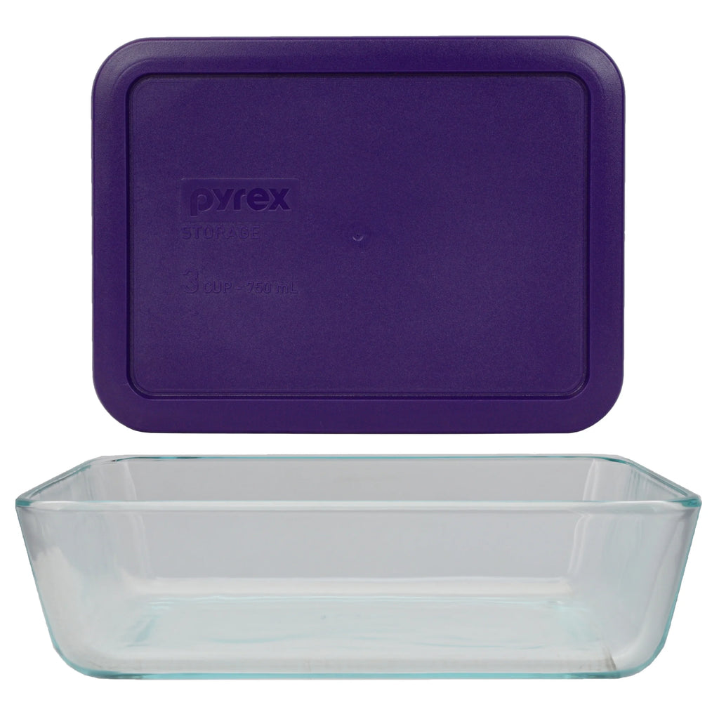 Glass Food Storage Dish with Purple Lid M1488