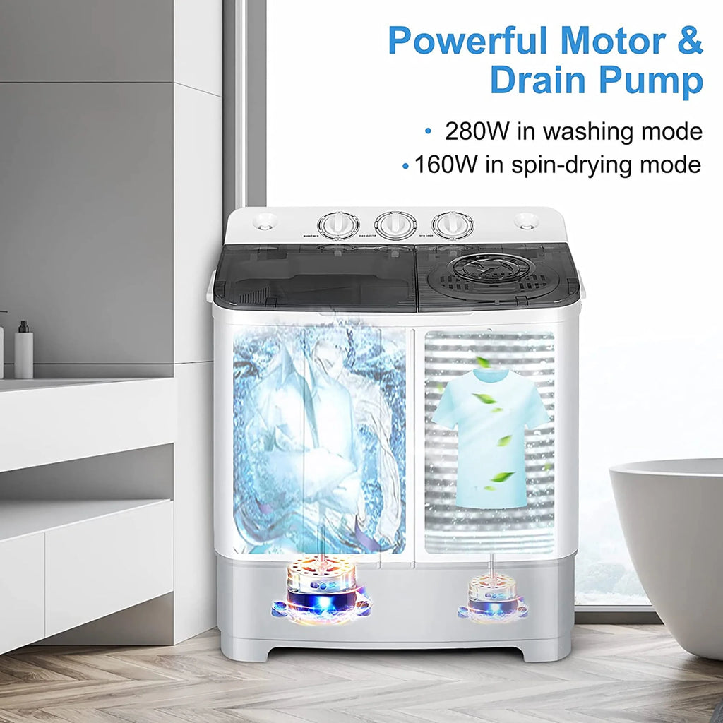 Portable Twin Tub Washing Machine 13.2lbs Grey F695766