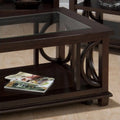 Brown Contemporary Wood and Glass Coffee Table O846