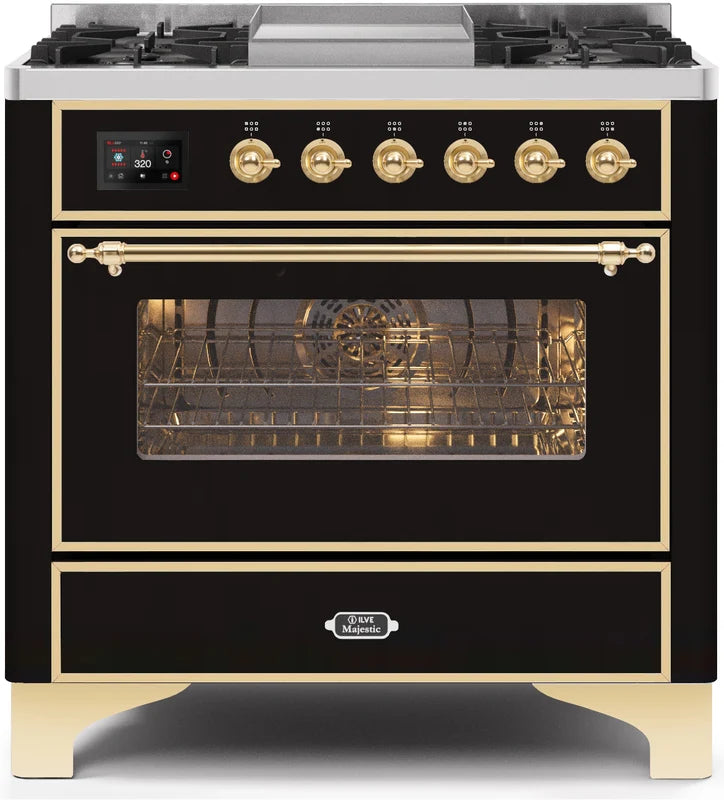Glossy Black Dual Fuel Natural Gas Range H43287