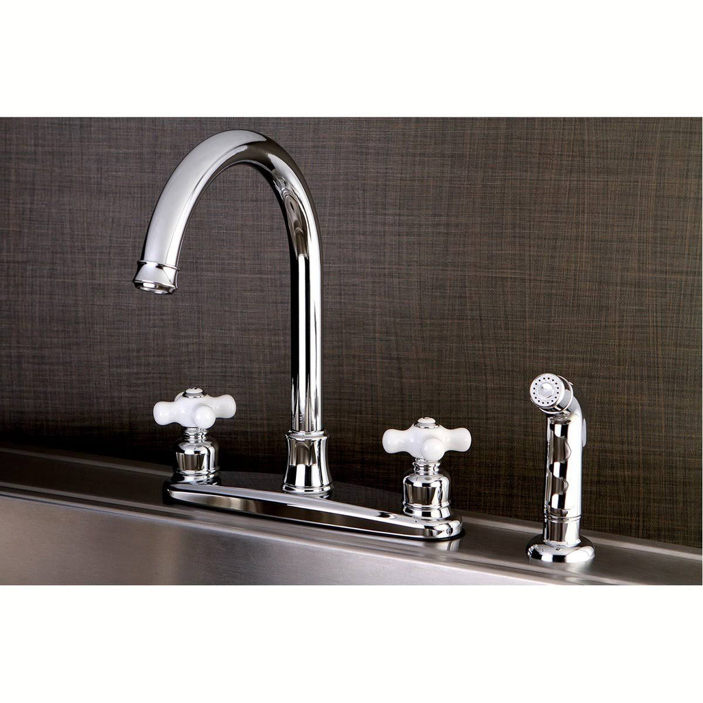 8-Inch Centerset Kitchen Faucet with Sprayer, Polished Chrome H920