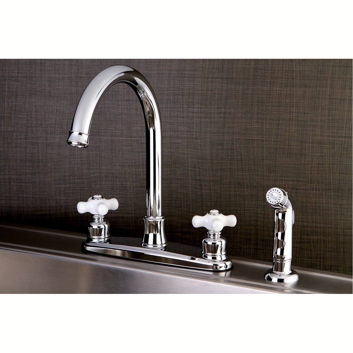 8-Inch Centerset Kitchen Faucet with Sprayer, Polished Chrome H920