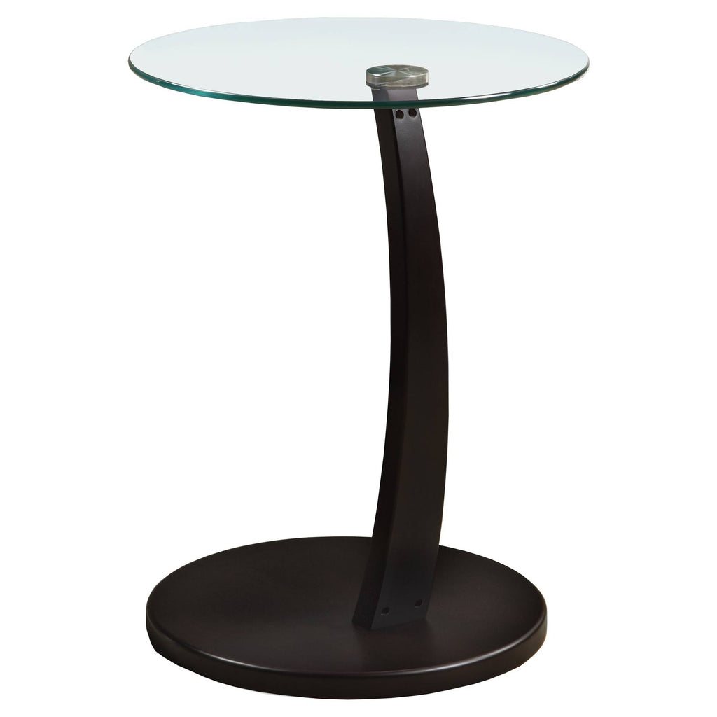 Cappuccino Bentwood Accent Table with Tempered Glass E2788