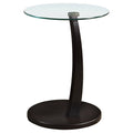 Cappuccino Bentwood Accent Table with Tempered Glass E2788