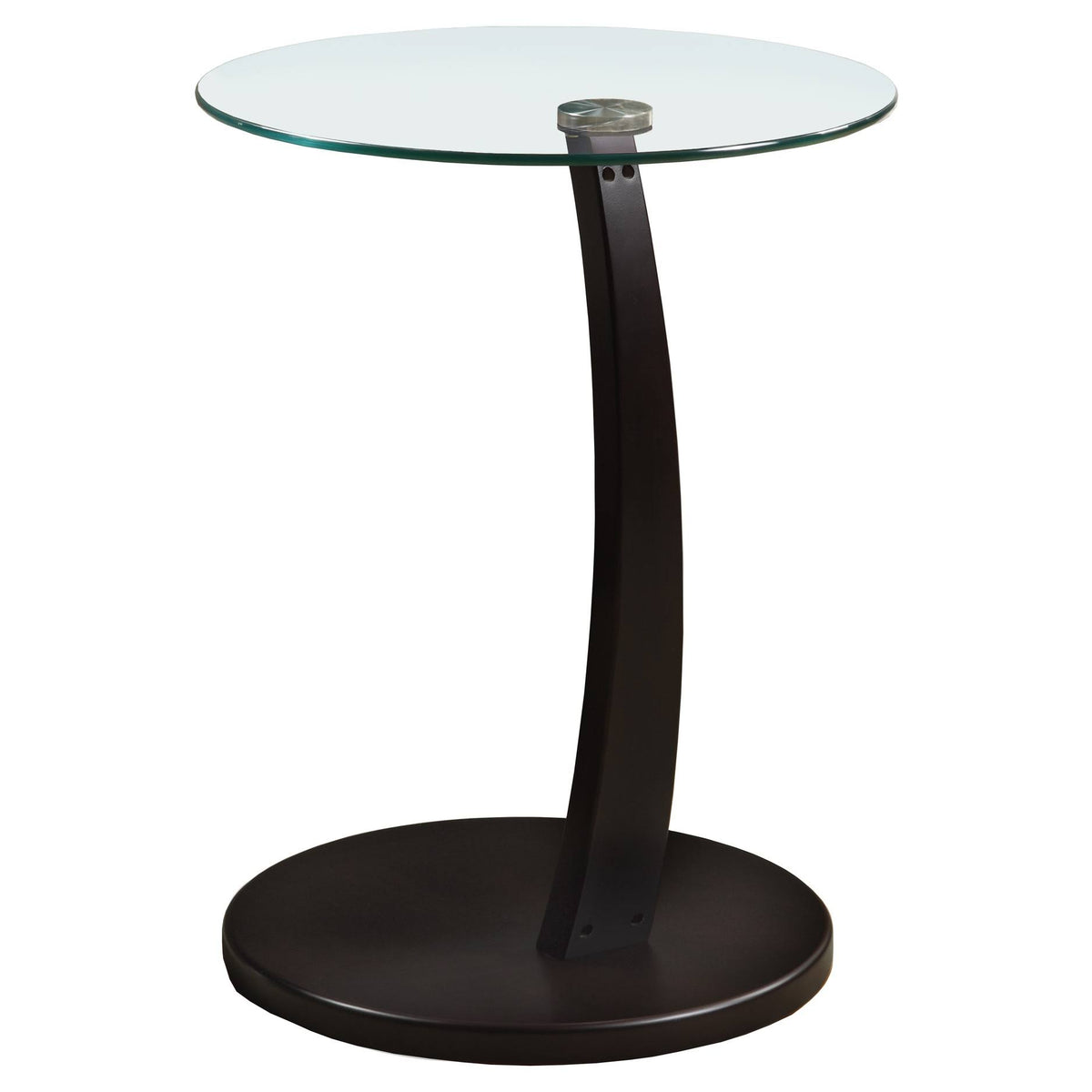 Cappuccino Bentwood Accent Table with Tempered Glass E2788