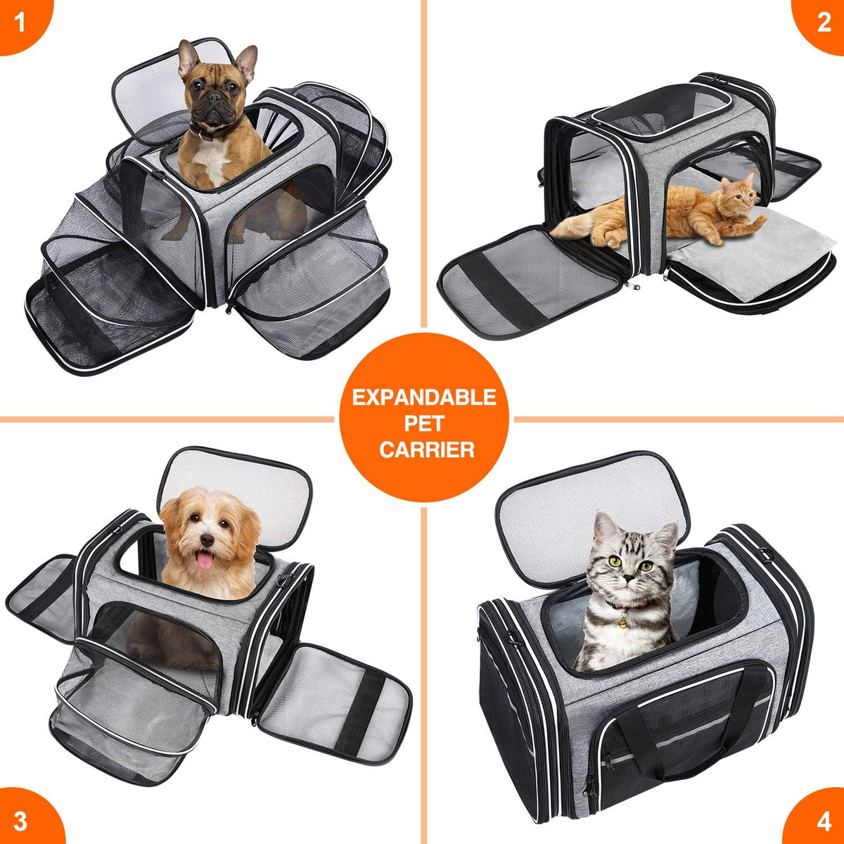 Soft Sided Expandable Pet Carrier with Washable Pads and Pockets G373732